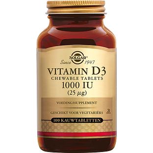Solgar Vitamine D-3 1000 IU/25 mcg Kauwtabletten 100KTB Solgar Vitamine D-3 1000 IU/25 mcg Kauwtabletten 100KTB