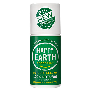 Happy Earth 100% Natural Deo Roll-On Bergamot Cedarwood 75ML Happy Earth 100% Natural Deo Roll-On Bergamot Cedarwood 75ML