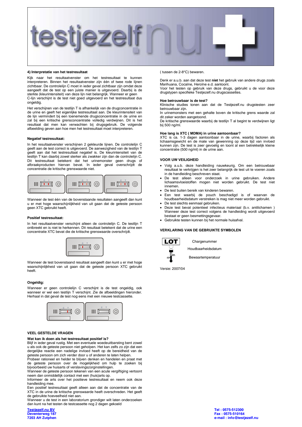 Drugstest MDMA XTC afbeelding van document #2, instructions