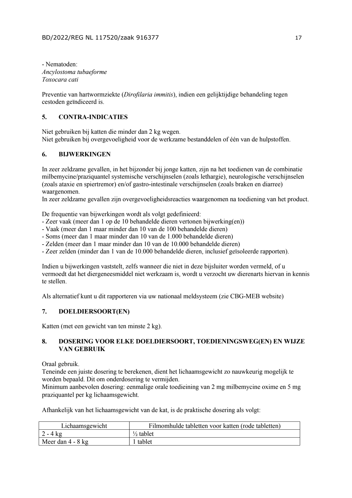 Milquestra Ontwormingsmiddel Katten vanaf 2KG afbeelding van document #17, leaflet
