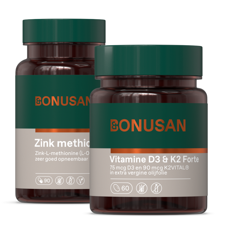 Bonusan Zink methionine + Vit D3 & K2 Forte - Combiset 2 Stuks
