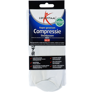 Lucovitaal Koper Geweven Compressie Steunkousen Wit 36-41 1PR