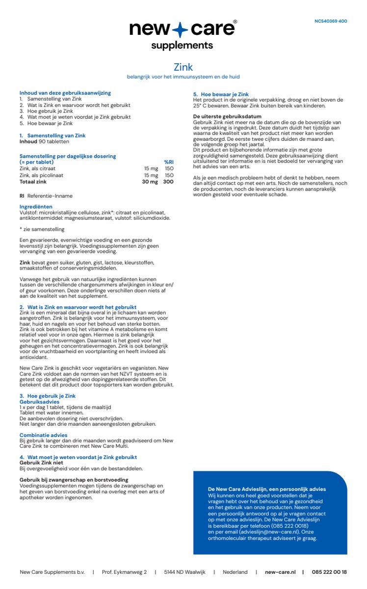 Zink Tabletten afbeelding van document #1, instructions