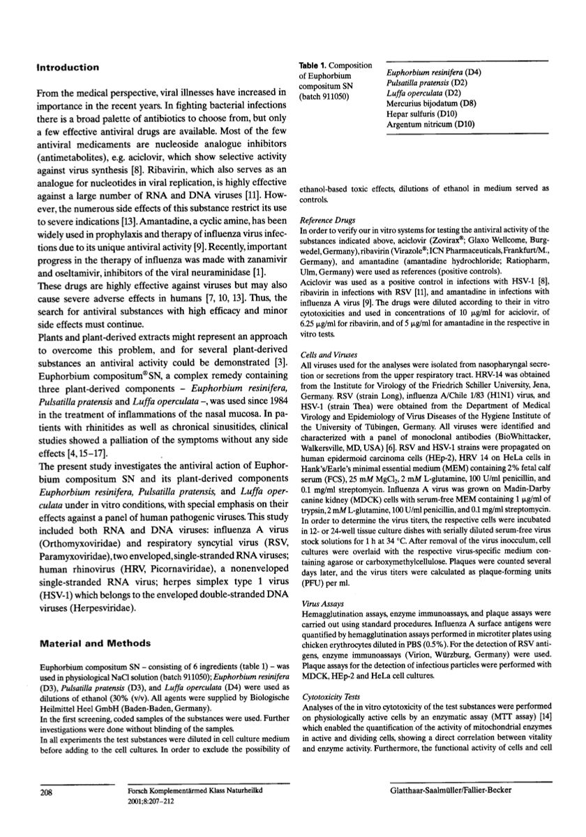 Euphorbium Compositum Tabletten afbeelding van document #2, research