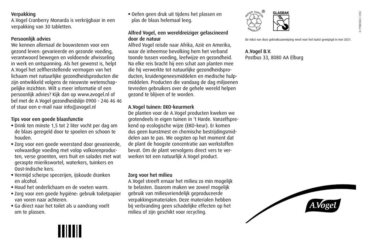 Cranberry Monarda Tabletten afbeelding van document #2, leaflet