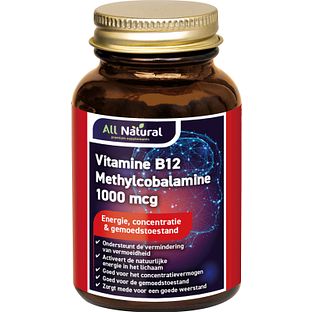 All Natural Vitamine B12 Methylcobalamine 1000mcg Kauwtabletten 90VCP