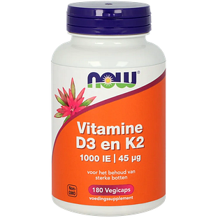 NOW Vitamine D3 en K2 1000IE Capsules 180VCP