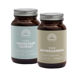 Mattisson HealthStyle Vegan Magnesium Tauraat en Ashwagandha Combi Set 2 Stuks