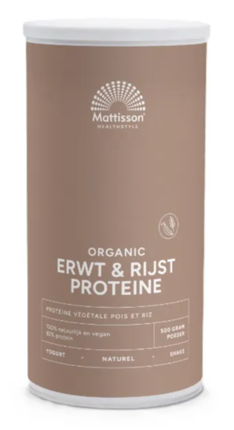 Mattisson HealthStyle Organic Erwt & Rijst Proteine Natural Poeder 500GR