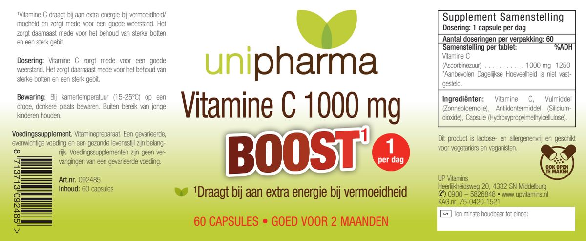 Vitamine C 1000mg Capsules afbeelding van document #1, label