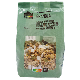 Nutribel Granola Kokos & Hazelnoten 300GR Nutribel Granola Kokos & Hazelnoten 300GR