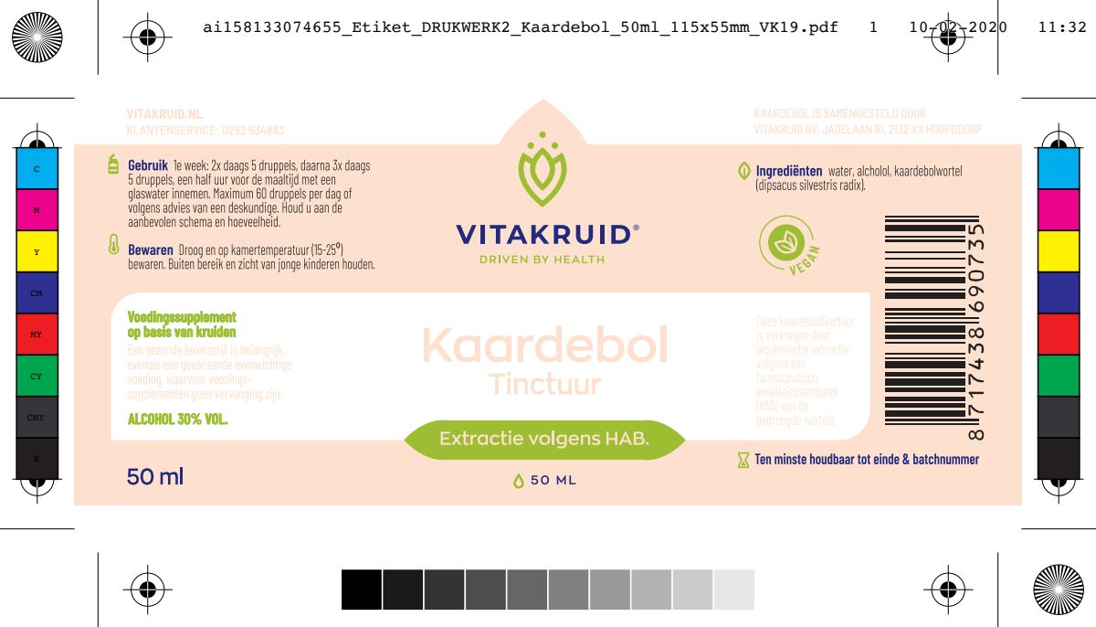 Kaardebol wortel tinctuur extractie volgens HAB afbeelding van document #1, label