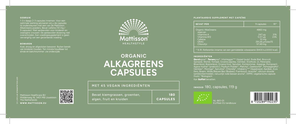 Biologisch Alkagreens Capsules afbeelding van document #1, label