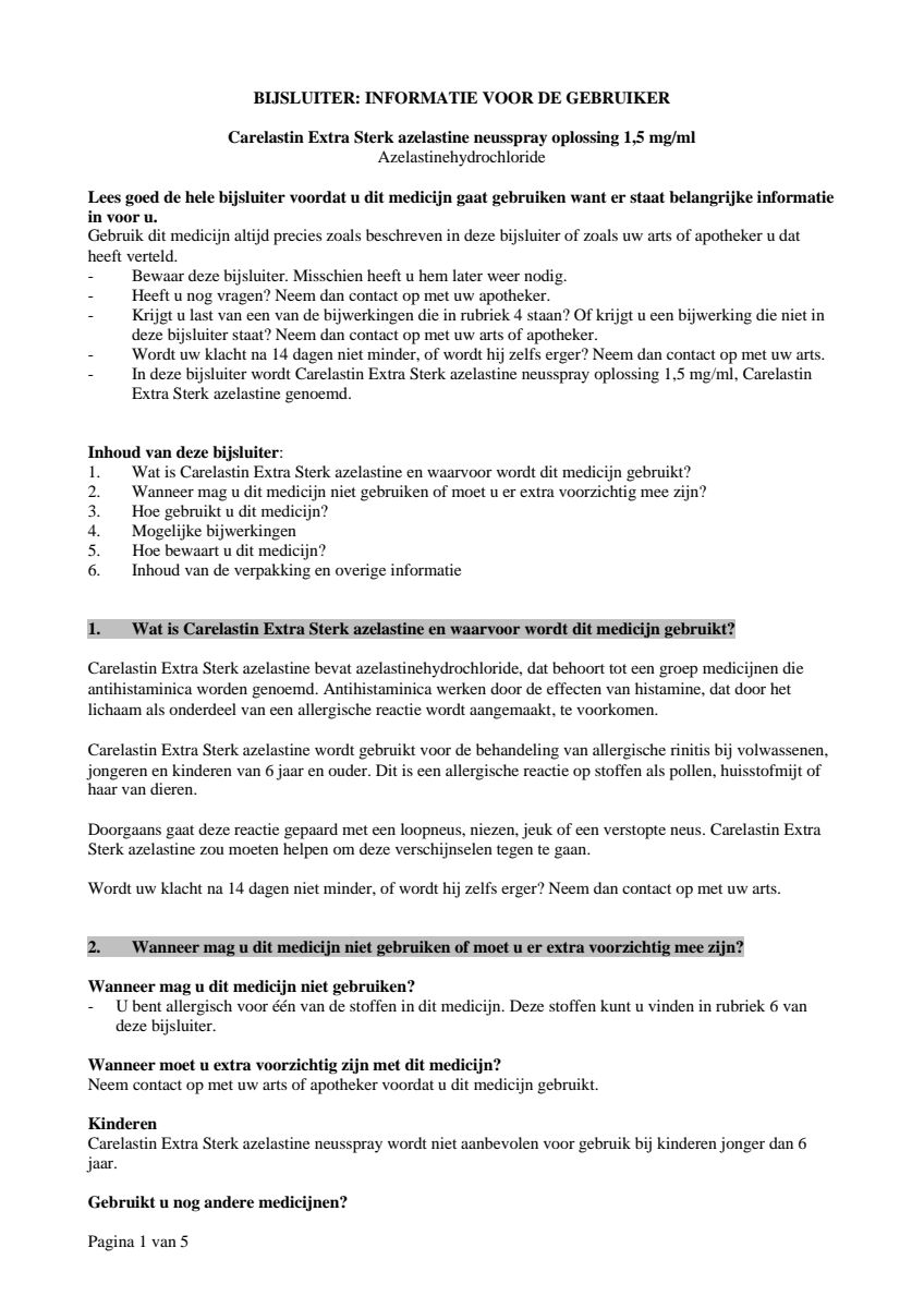Azelastine Neusspray Extra Sterk afbeelding van document #1, leaflet