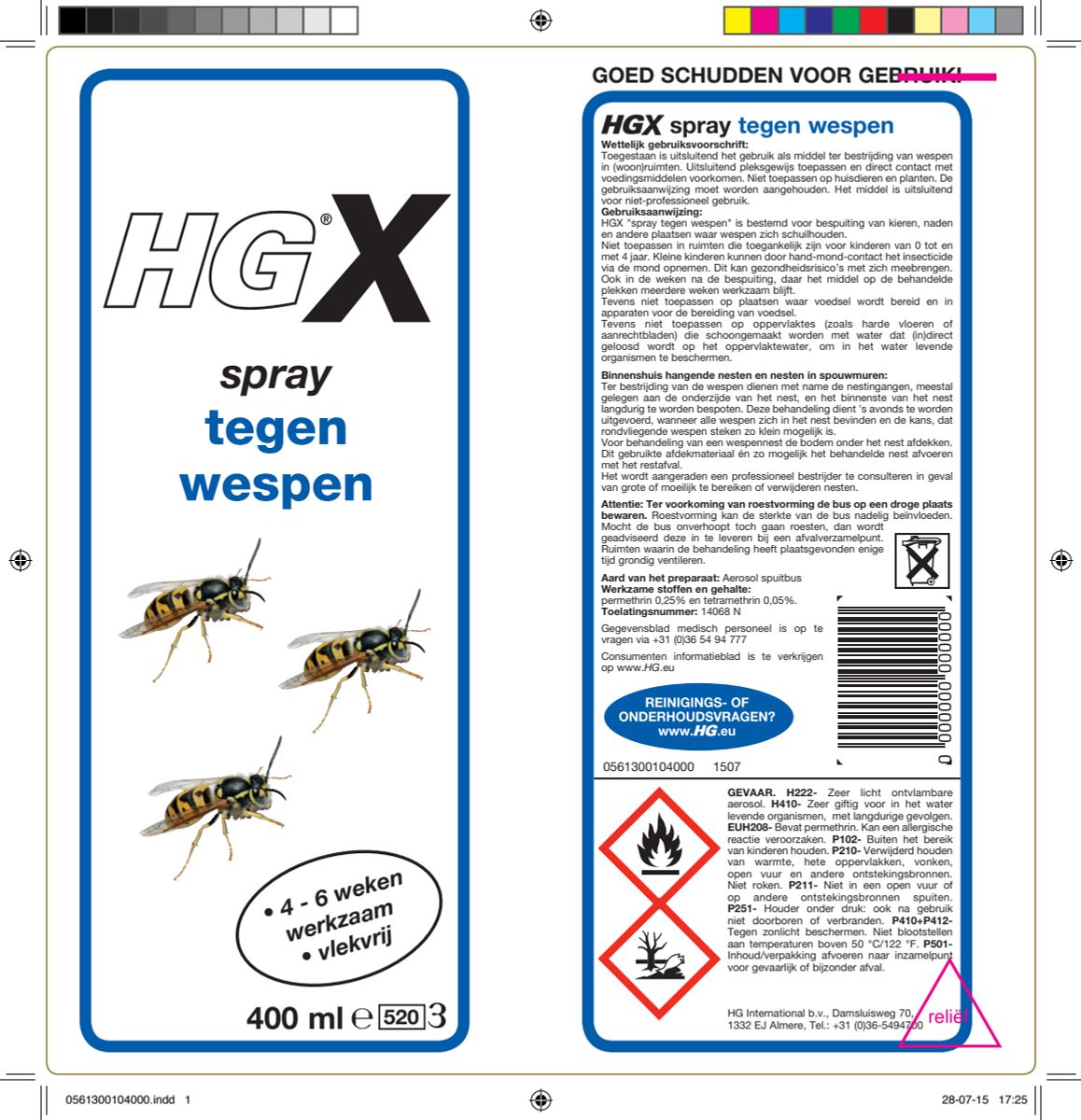 X Spray Tegen Wespen afbeelding van document #1, label