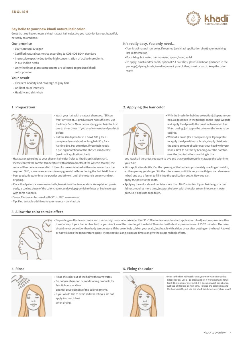 Haarverf Henna, Alma en Jatropha afbeelding van document #4, instructions