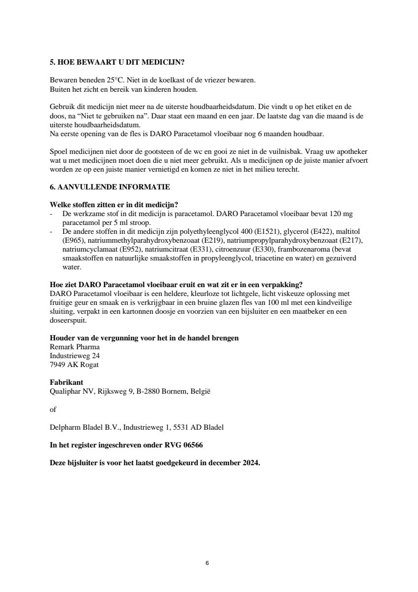 Vloeibare Paracetamol afbeelding van document #6, leaflet