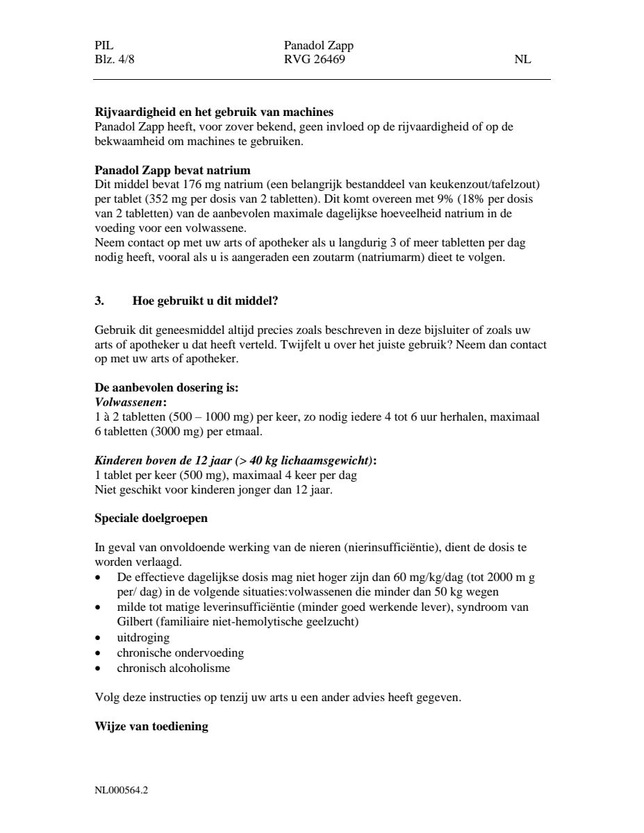Zapp 500 mg Filmomhulde Tabletten afbeelding van document #4, leaflet