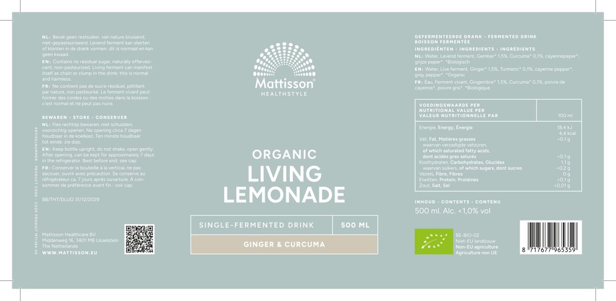 Organic Living Lemonade Ginger & Curcuma afbeelding van document #1, label