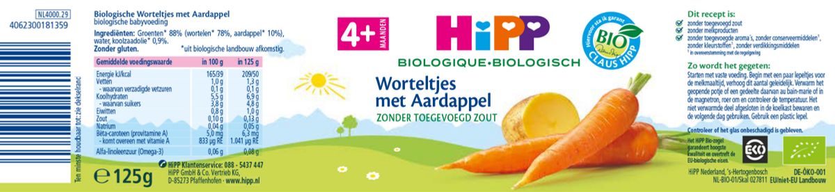 4M+ Worteltjes met Aardappel afbeelding van document #1, label