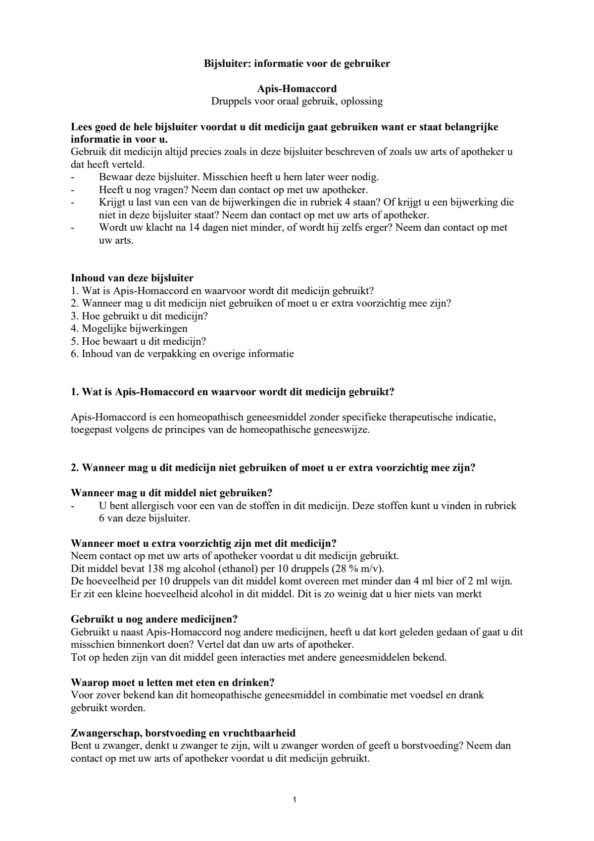 Apis Homaccord afbeelding van document #1, leaflet