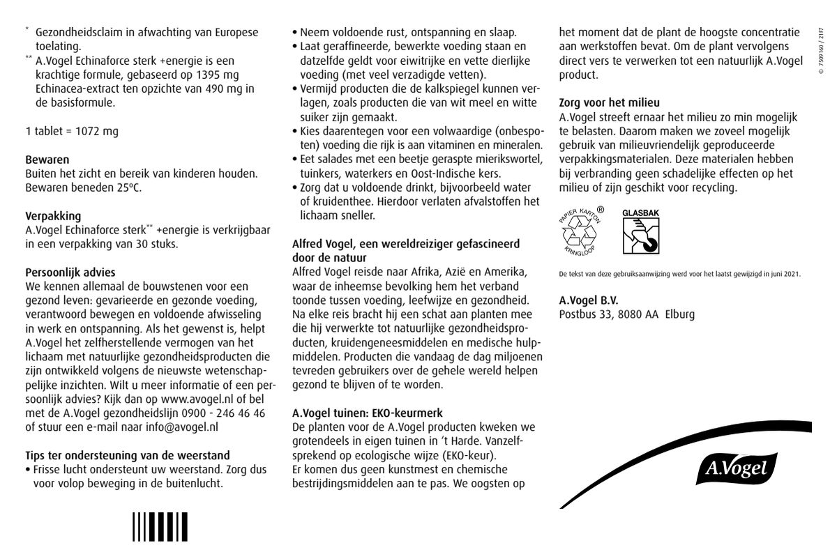 Echinaforce Sterk** + Energie* Tabletten afbeelding van document #2, instructions