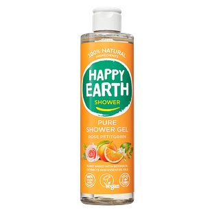 Happy Earth 100% Natural Shower Gel Rose Petitgrain 300ML Happy Earth 100% Natural Shower Gel Rose Petitgrain 300ML