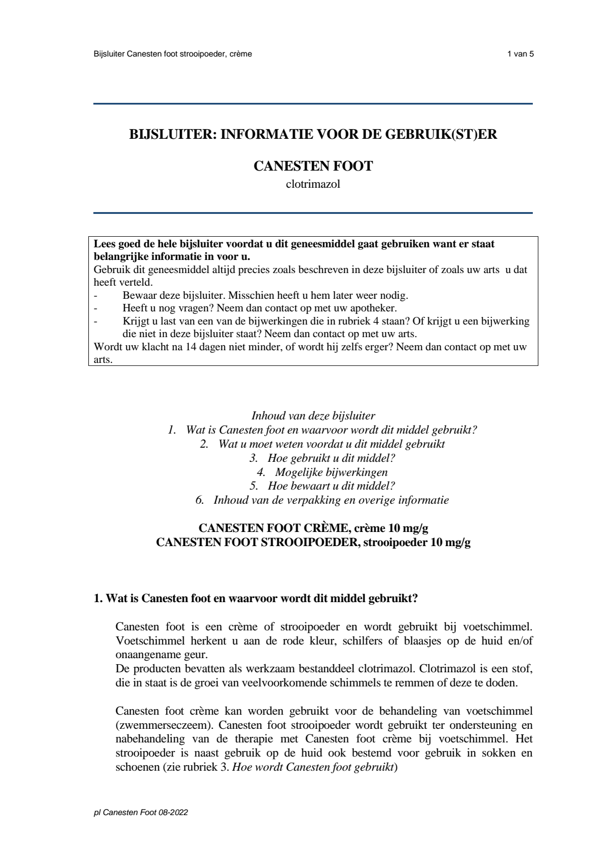 Foot Crème bij Voetschimmel afbeelding van document #1, leaflet