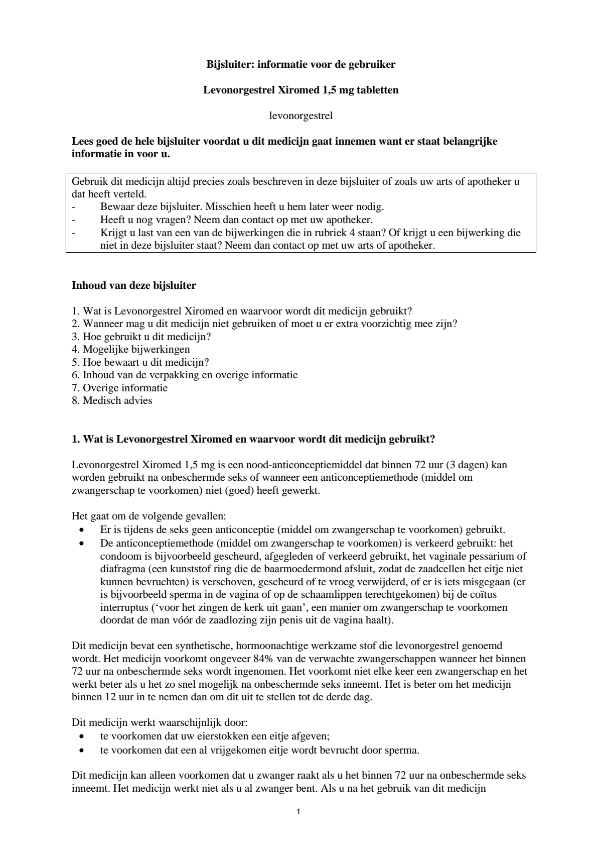 Morning After Pil 1,5 mg afbeelding van document #1, leaflet