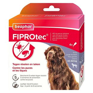 Beaphar FIPROtec tegen Vlooien en Teken Extra Grote Honden 4ST Beaphar FIPROtec tegen Vlooien en Teken Extra Grote Honden 4ST