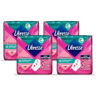 Libresse V-Protection Ultra Long+ Wings Maandverband Multiverpakking 4x12ST