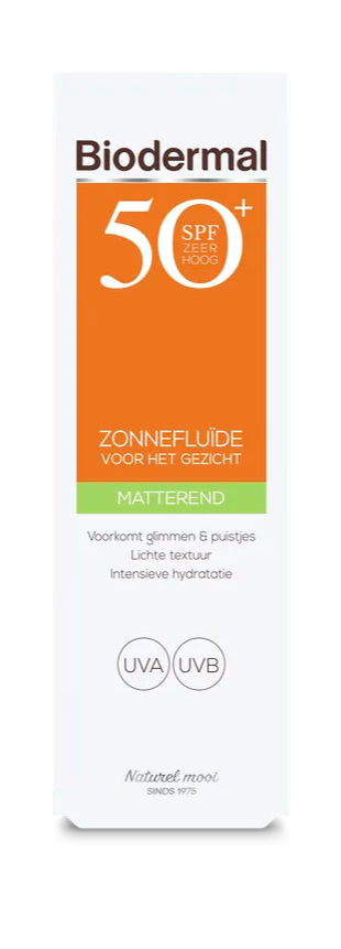 Biodermal Zonnefluïde Gezicht - Matterend SPF50+