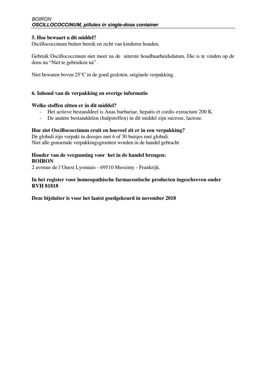 Oscillococcinum afbeelding van document #3, leaflet