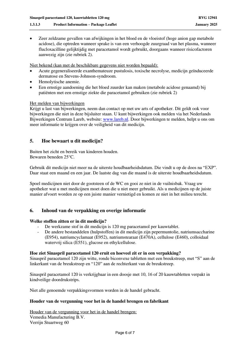 Paracetamol Tabletten 120mg afbeelding van document #6, leaflet