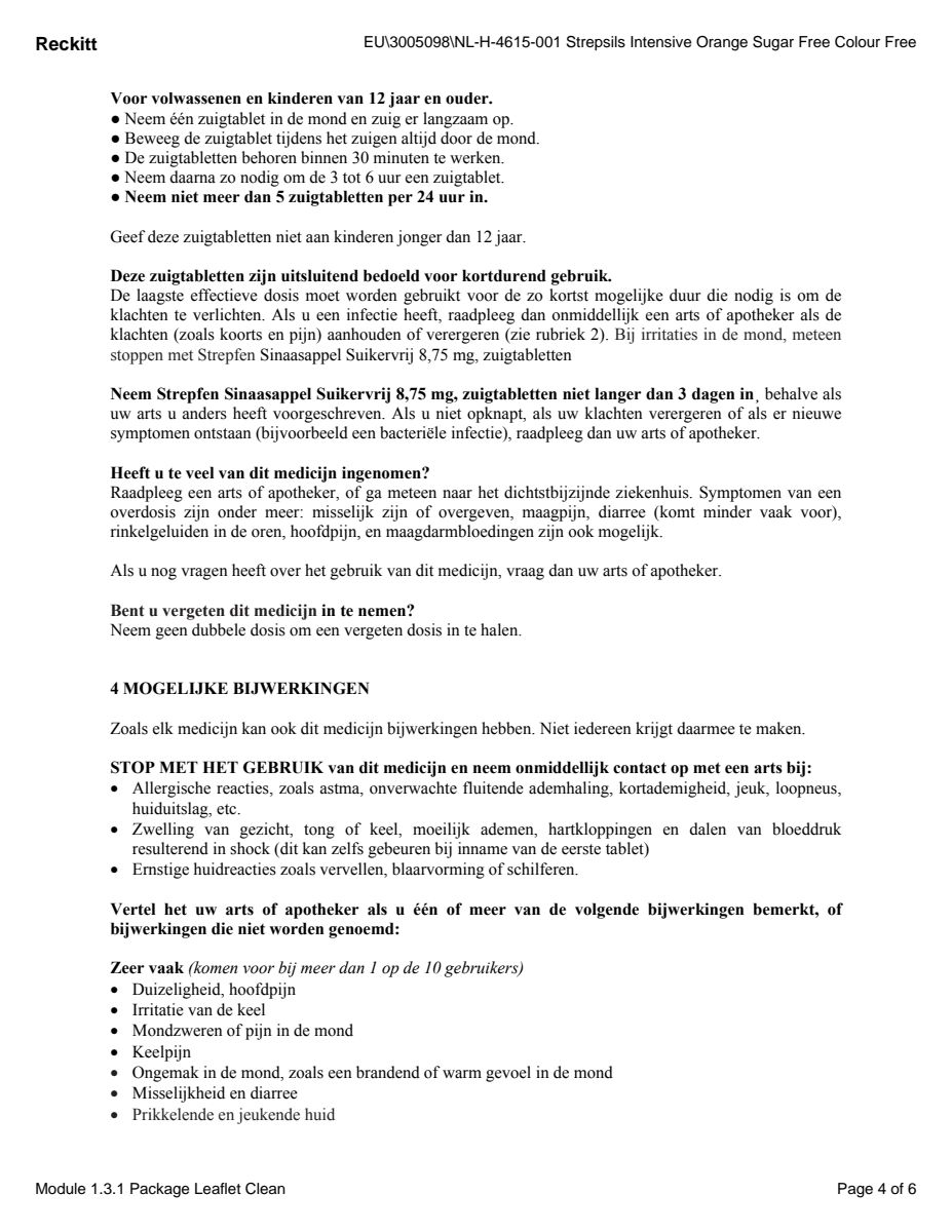 Sinaasappel Suikervrij Zuigtabletten afbeelding van document #4, leaflet