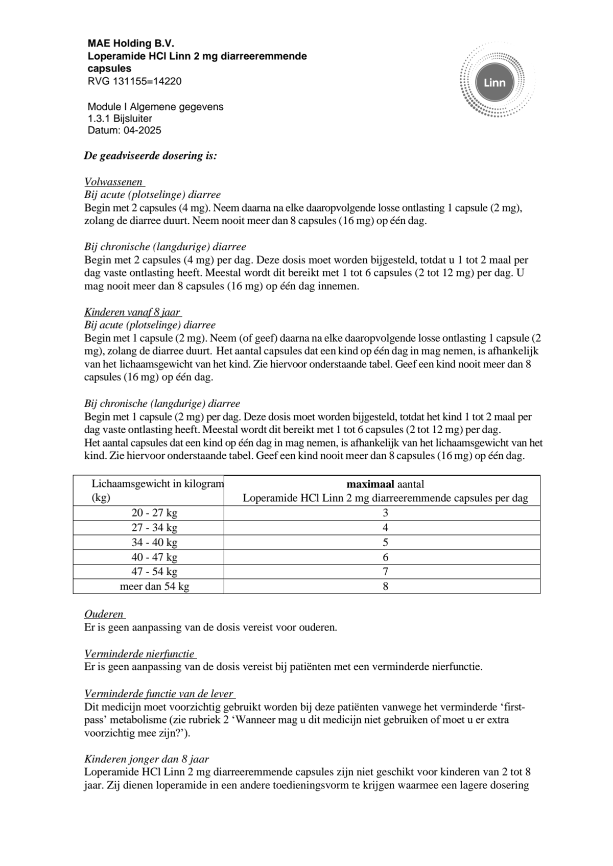 Loperamide Diarreeremmende Capsules afbeelding van document #5, leaflet