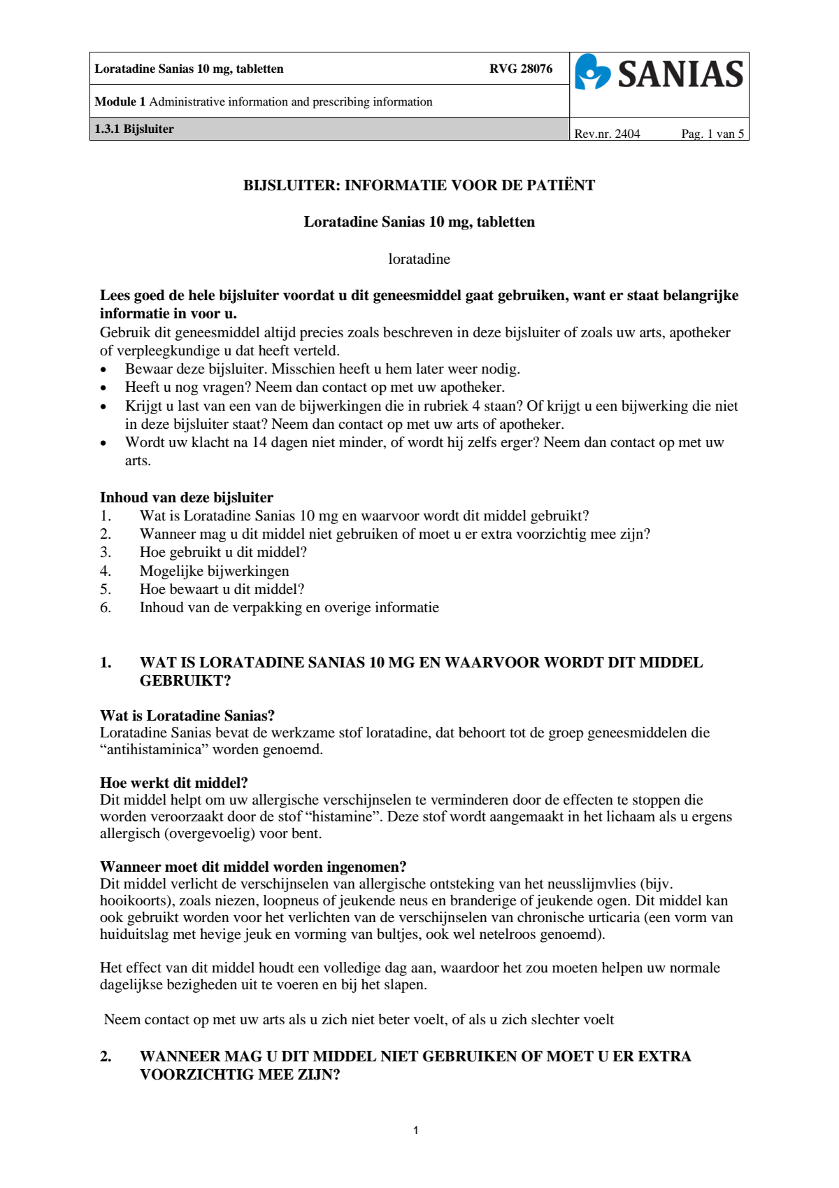 Loratadine 10mg Tabletten afbeelding van document #1, leaflet