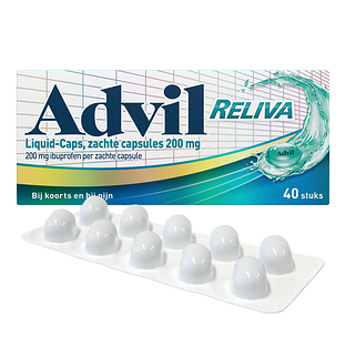 Advil Reliva Liquid Capsules 200 mg - voor pijn en koorts 40CP Advil Reliva Liquid Capsules 200 mg - voor pijn en koorts 40CP