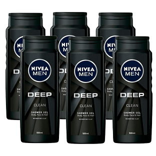 Nivea Men Deep Clean Shower Gel Voordeelverpakking 6x500ML
