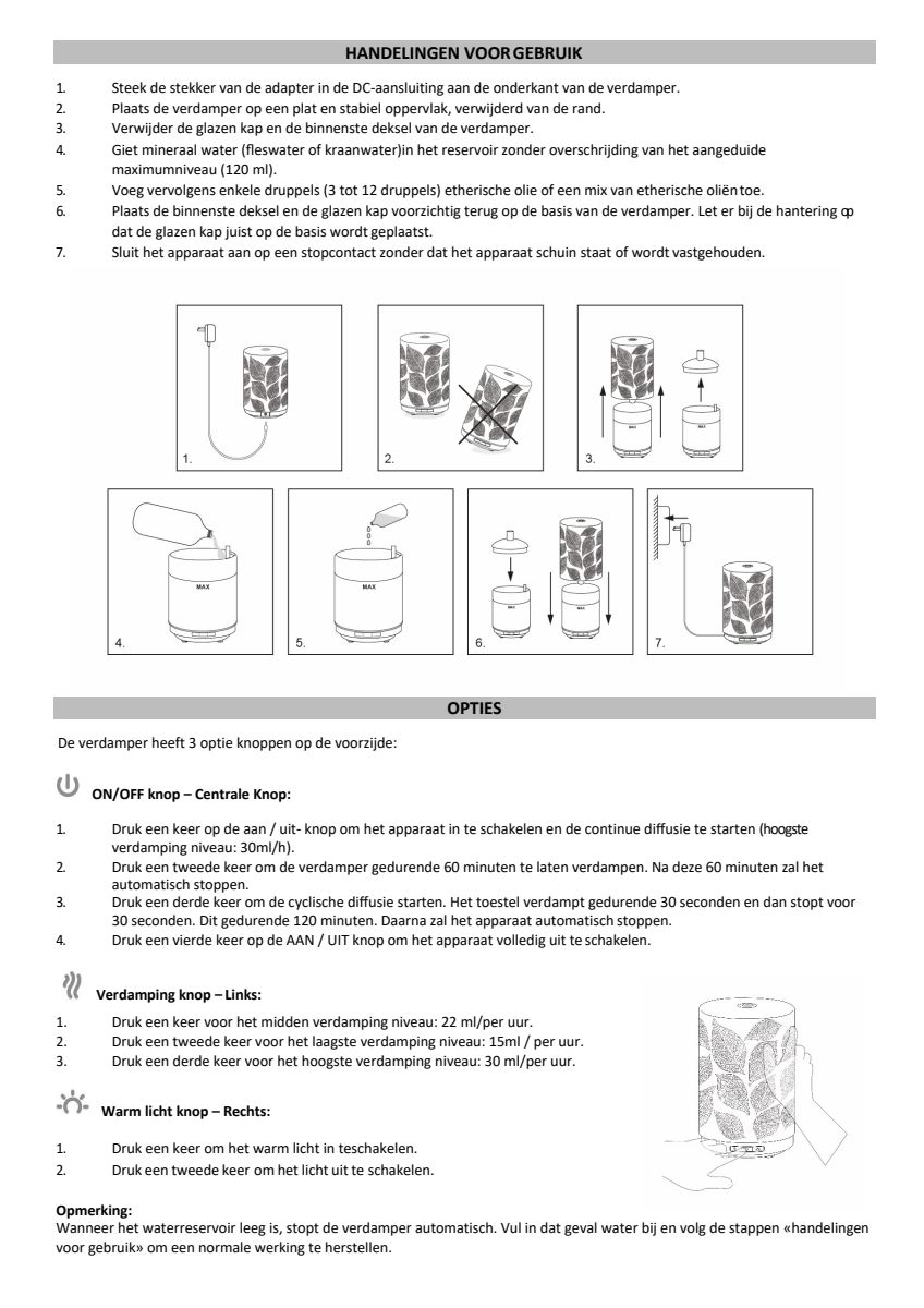 Leaves Aroma Diffuser afbeelding van document #3, instructions