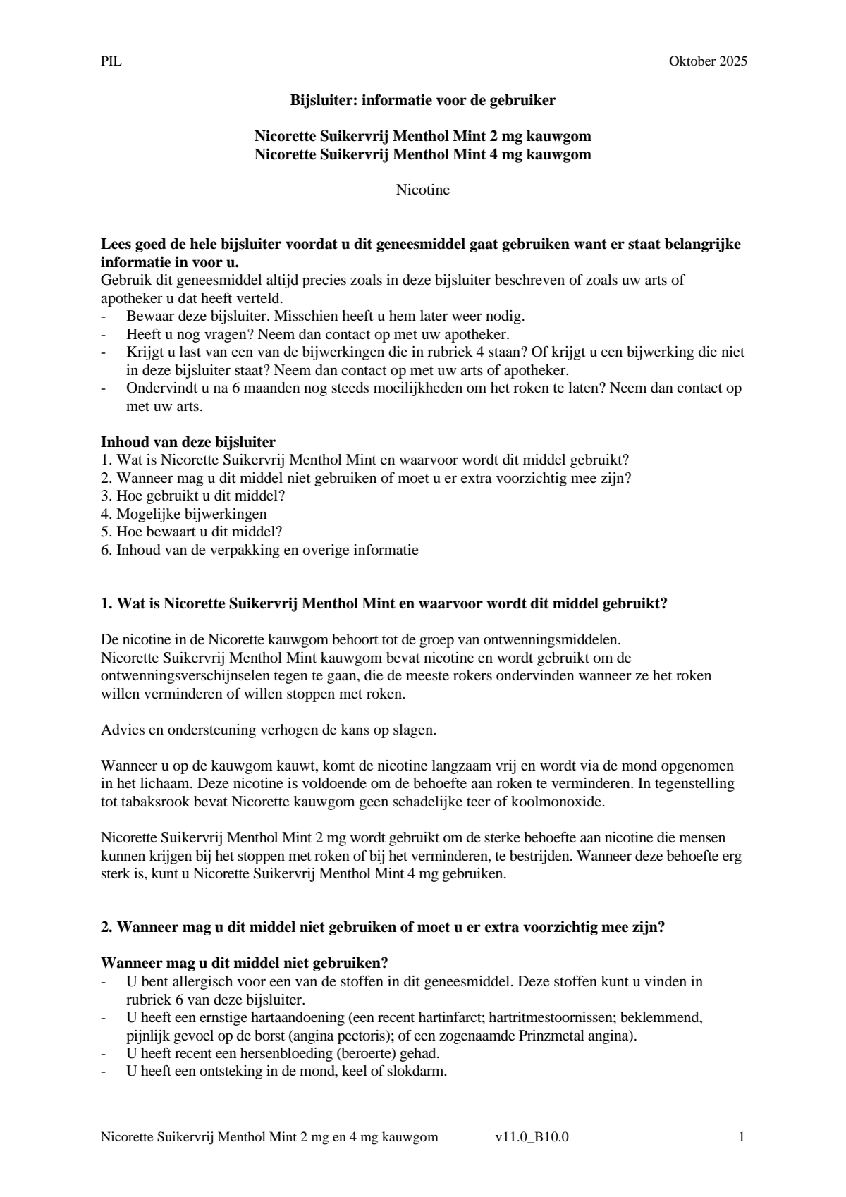 Suikervrij Kauwgom 2 mg Menthol Mint afbeelding van document #1, leaflet