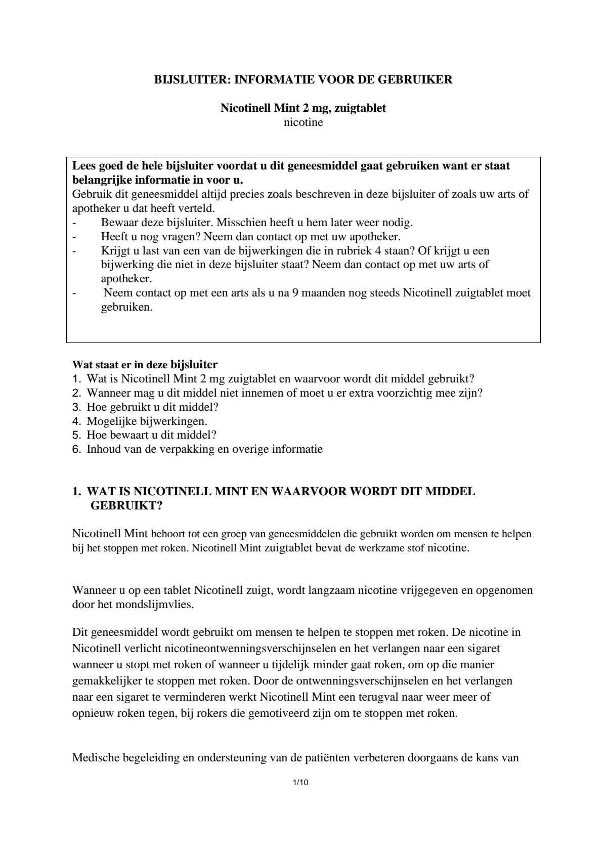 Zuigtablet Mint 2 mg - voor stoppen met roken afbeelding van document #1, leaflet