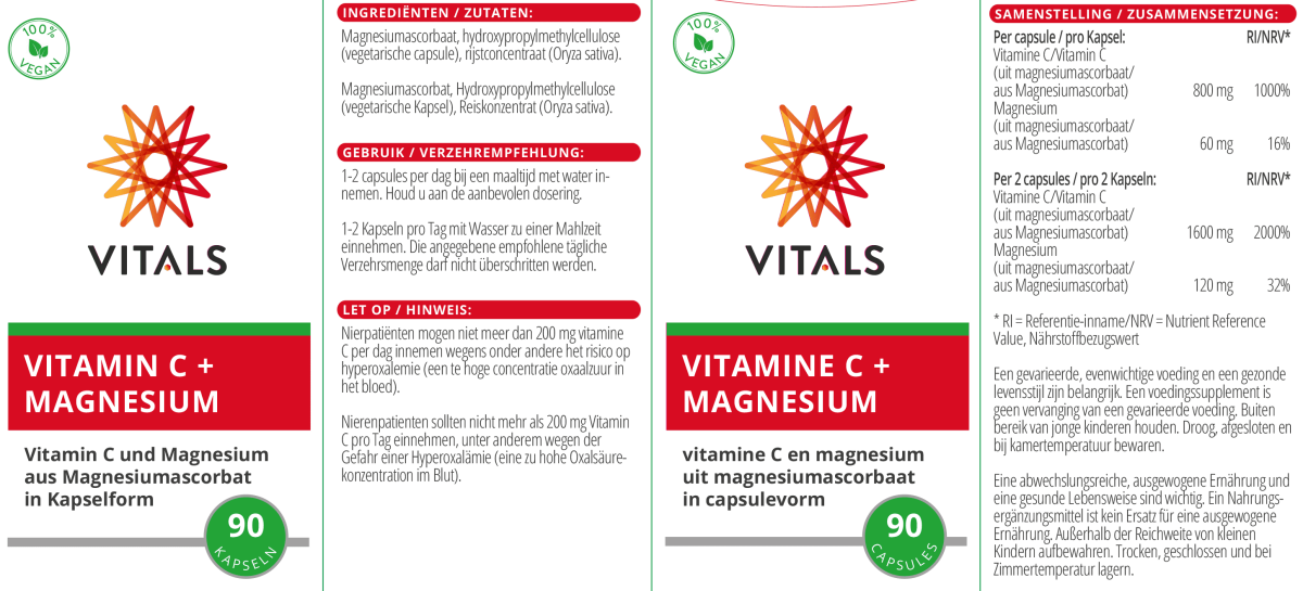 Vitamine C + Magnesium Capsules afbeelding van document #1, label