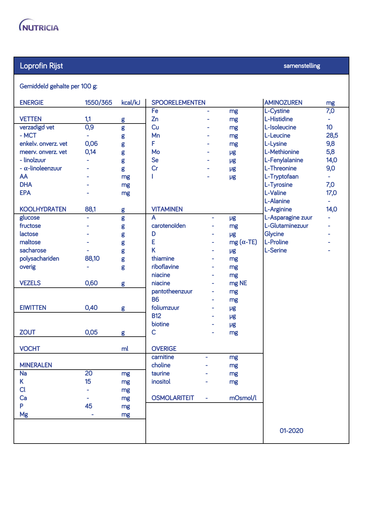 Loprofin Eiwitbeperkte Rijst afbeelding van document #1, info_folder