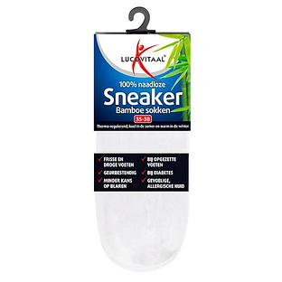 Lucovitaal Sneaker Bamboesokken Wit Maat 35-38 1PR