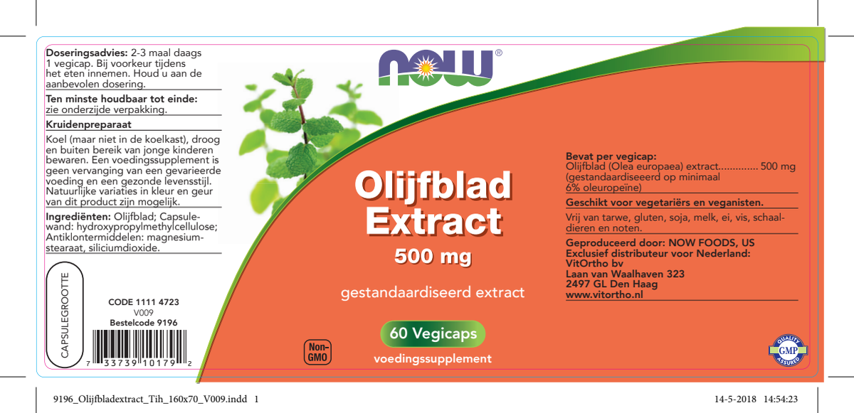 Olijfblad Extract 500mg Tabletten afbeelding van document #1, label
