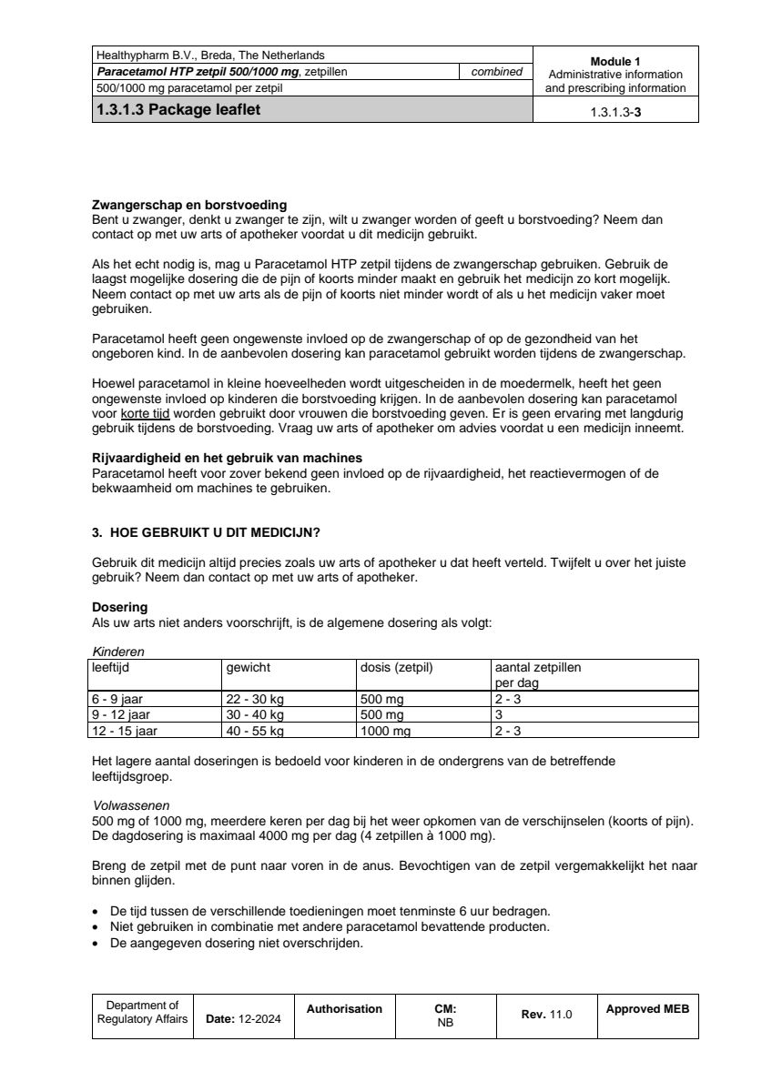 Paracetamol HTP Zetpil 500mg afbeelding van document #3, leaflet