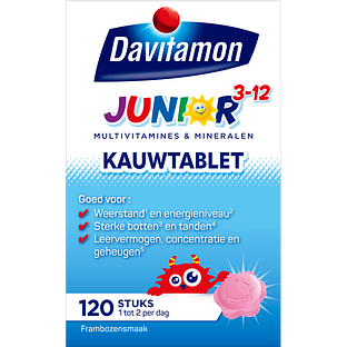 Davitamon Junior 3+ Kauw Vitamines Framboos 120KTB Davitamon Junior 3+ Kauw Vitamines Framboos 120KTB