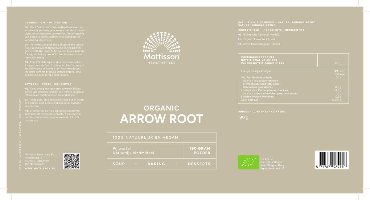 Biologische Arrow Root Poeder afbeelding van document #1, label