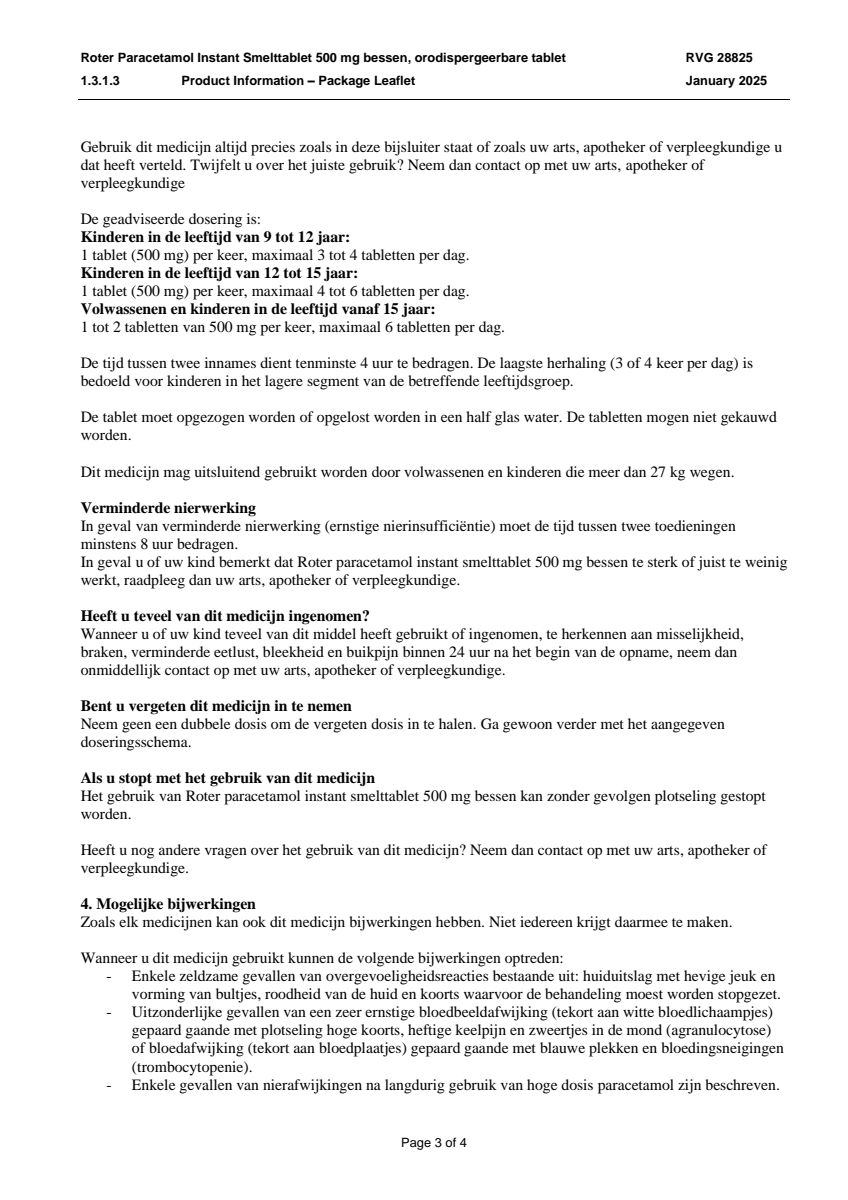 Paracetamol Instant Smelttabletten 500mg afbeelding van document #3, leaflet